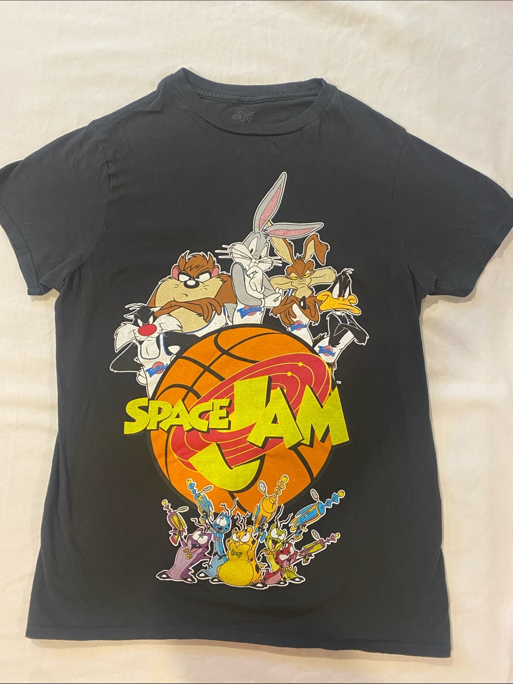 Vintage Space Jam Looney Tunes Graphic Tee - Black -S
